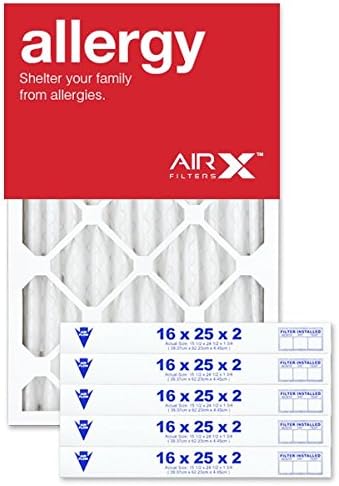 AIRx Filters 16x25x2 Air Filter MERV 11 Pleated HVAC AC Furnace Air Filter, Allergy 6-Pack, Made in the USA