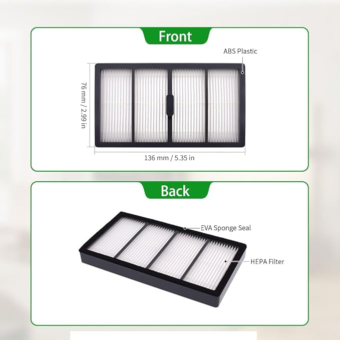 Neutop Replacement Filters Compatible with iRobot Roomba S Series S9 9150 S9+ Plus 9550 Robot Vacuums, 8-Pack.