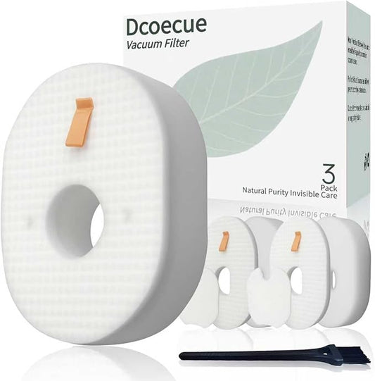 3 Pack Dcoecue Replacement for Shark Rocket Vacuum Filter HV300 HV301 HV302 HV303 HV305 HV307QB HV308Q HV310 HV450 and 1 Brush, Shark Replacement Filter Kit Part XFFV300, Vacuum Filter Replacement