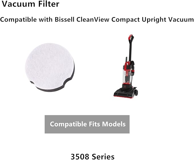 Replacement Filters for Bissell CleanView Compact Upright Vacuum,Part 1604896,Fits Models 3508 (2-Pack)