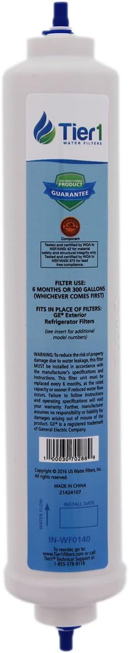 Tier1 Replacement for GXRTDR Under Sink water filter for GE SmartWater Twist and Lock In-Line Water Filter