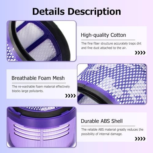 Improvedhand Filter Replacement for Dyson V11 Animal, V11 Torque Drive Detect Cordless Vacuum, Replace Part # 970013-02 (2 Pack)