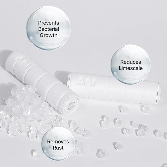 Aer Travel Mini Shower Head Set with Filter | Compact Portable Shower Kit with High-Pressure Spray, Chlorine & Calcium Reduction | Includes Filters and Waterproof Pouch (Filter 2EA)