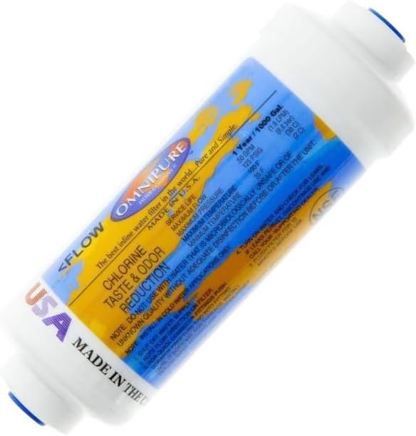 IPW Industries Inc, K2340-KK Inline Water Filter for Ice Maker, Refrigerator & Reverse Osmosis System - 6" x 2" T40 GAC Carbon Water Filter - Single