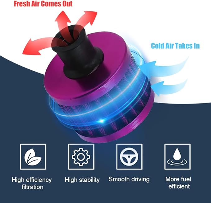 Breather Filter, Air Filter Valve Cover Breather, 12mm Mini Air Filter Vent Crankcase Breather, Air Filter Cold Air Intake Filter Breather, Car Accessories Universal for Car, Motorcycle