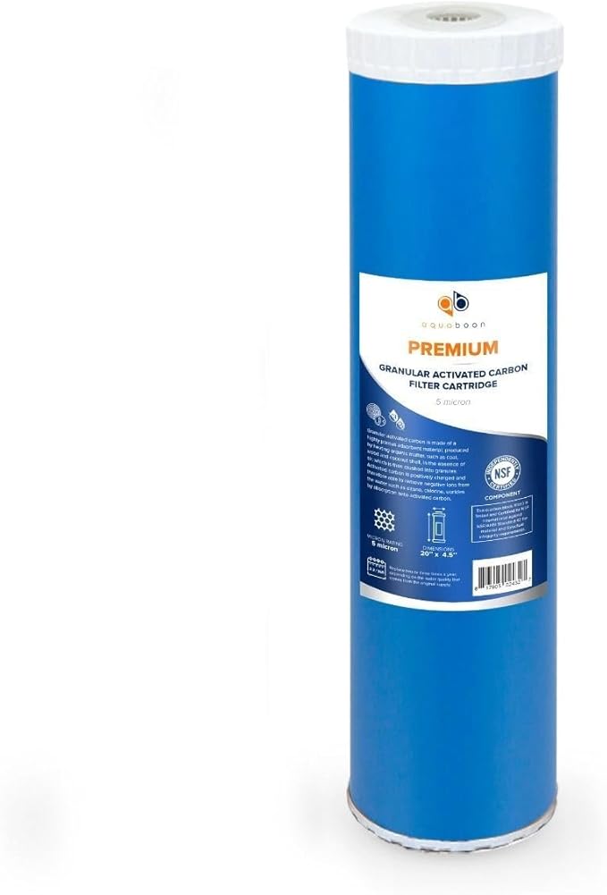 Aquaboon 5 Micron 20 x 4.5 Whole House Water Filter Replacement Cartridge Grabular Activated Carbon (GAG) for 1-Stage Water Filtration System 1 Pack