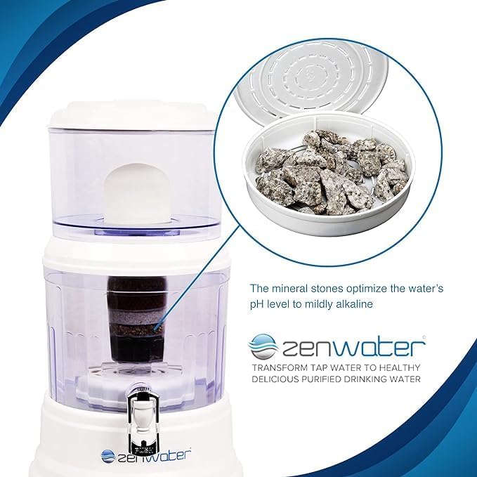 ZENWATER Genuine Maifan Mineral Stones Filter Case Replacement - Exclusively for Zen Water Countertop Gravity Filtration System - Clean and Mineral-Rich Hydration