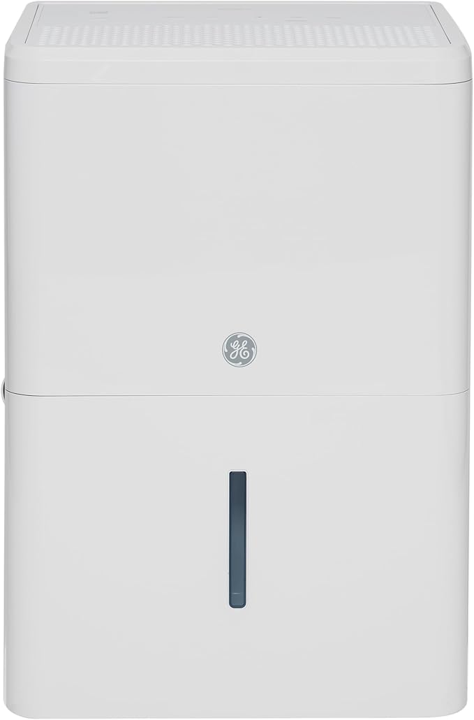 GE Portable Dehumidifier, 50 Pint Daily Output with Built-in Pump and Smart Dry for Wet Spaces Auto or Manual Drainage, Ultra Quiet, Perfect for Basement, Bedroom, Bathrooms, White