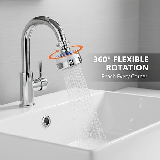 3 Pack Sink Water Filter Faucet, Universal 360 ° Rotating Bathroom Sink Filter, Kitchen Faucet Water Filter Removes Chlorine Fluoride Heavy Metals Hard Water for Home Bathroom Kitchen