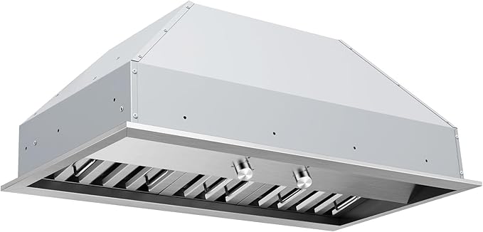 Hauslane Range Hood Insert 36 Inch, Hood Vent for Kitchen | Low Noise Performance, Professional-Grade Baffle Filters, LED Lamps, Stainless Steel Ductless Hood, Built in Range Hood 18.5” Deep