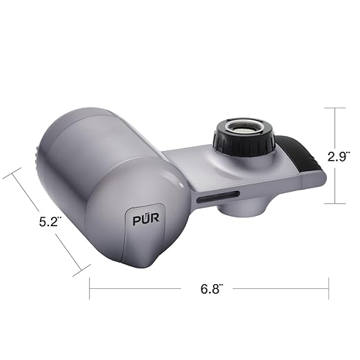 PUR Plus Horizontal Faucet Mount Filtration System with 3-in-1 Lead Reducing Filter, Water Filter for Sink, Lasts 100 Gallons, Compatible with Sinks with External Aerators, Metallic Grey