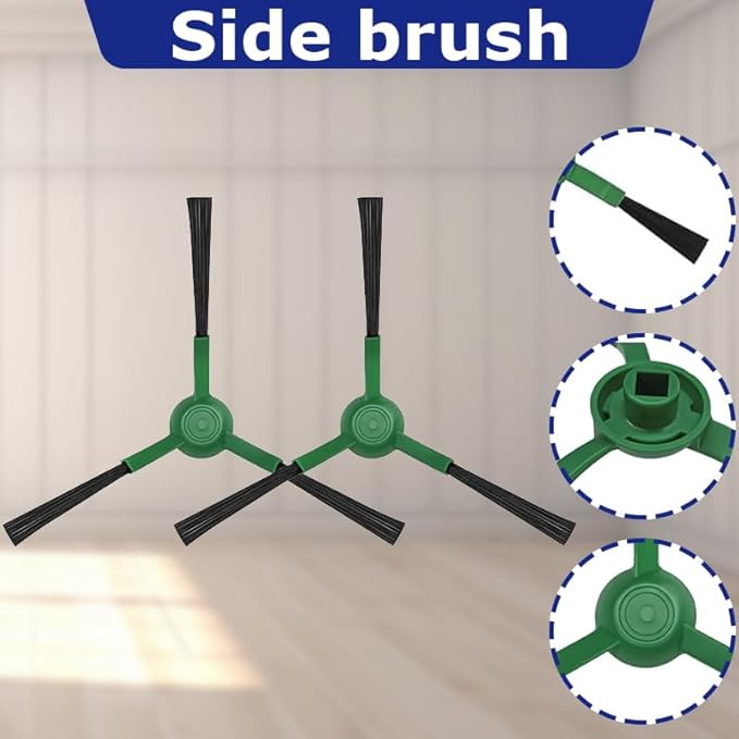 8pcs Side Brush for Irobot Roomba Combo Essential (VAC/VAC 2 / Q052 Q0520 (RVG-Y1 Y0112 / Y0140 / Y0110 Q0120 Q011) 104/105 VAC /105 Combo/Plus 404 combo/505 Combo Robot Vacuum Cleaner