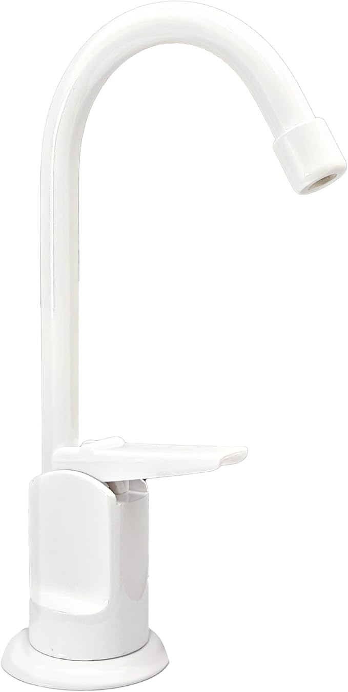 Westbrass D203-NL-50 6" Touch-Flo Style Pure Cold Water Dispenser Faucet, Powder Coat White