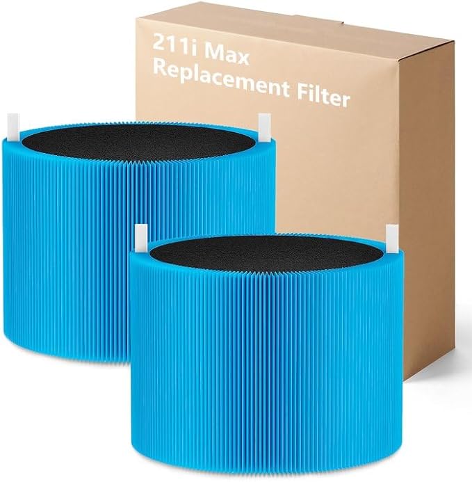 2 Pack Blue Pure 211i Max AllergenBlock Filter Replacement Compatible with Blueair 211i Max Air Purifier, H13 Ture HEPA and High-Efficiency Activated Carbon Filters, Replacement Part #F2MAX