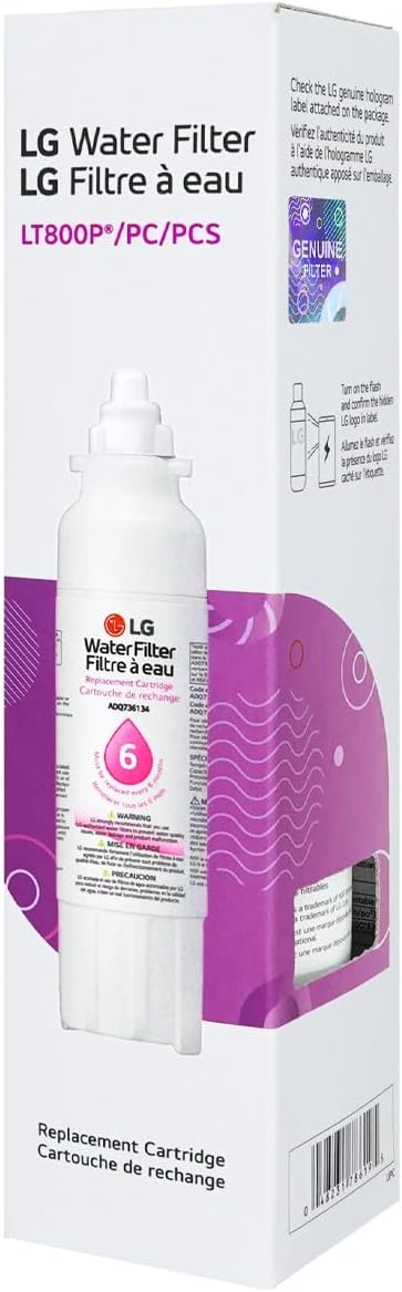 LG LT800P- 6 Month / 200 Gallon Capacity Replacement Refrigerator Water Filter (NSF42 and NSF53) ADQ73613401, ADQ73613408, or ADQ75795104, White