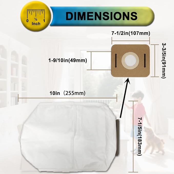 15 Pack Replacemet for Atrix Vacuum Bags, compatible with Atrix Ergo Backpack 8-Quart Vacuum Models# VACBP1 VACBP36V VACBPAI, HEPA Fleece Filter Bags, Part# VACBP6