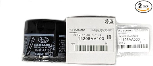 Subaru Engine Oil Filter & Crush Gasket KIT 15208AA100 & 11126AA000 Genuine Legacy Outback Impreza Wrx STi Forester Baja (2 Pack)