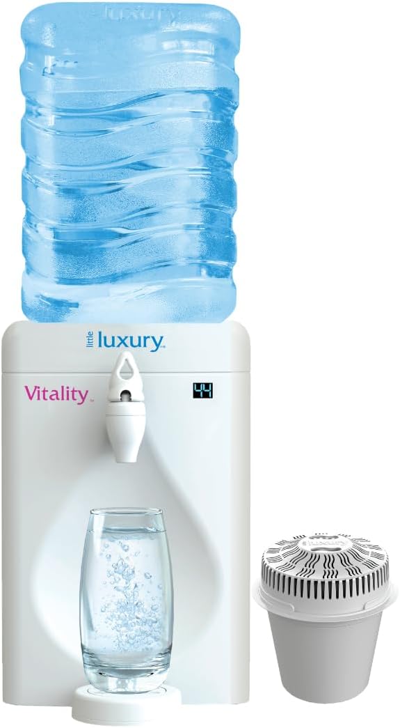 Little Luxury Vitality Mini Water Cooler with Filter, Countertop, Fill At Your Tap, Refillable, BPA-Free 1.8-Gallon Bottle, Filter and Cools Tap Water