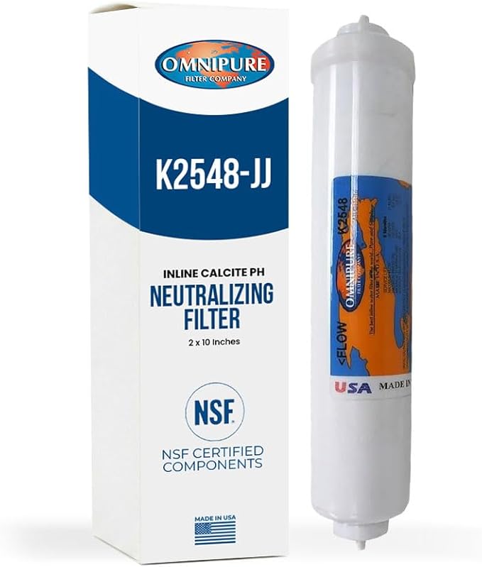 Omnipure K2548 Inline Calcite pH Neutralizing Remineralization Water Filter for Reverse Osmosis 2 x 10 Inches (K2548-JJ)