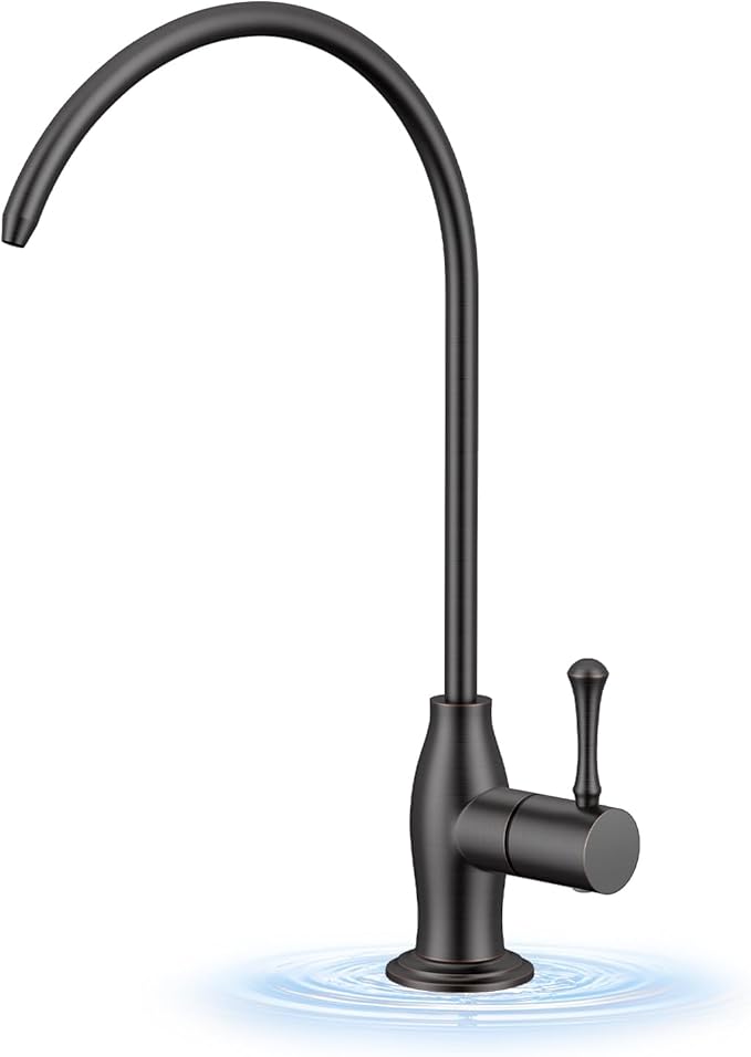 WEWE Vintage Drinking Water Faucet, Lead-Free Stainless Steel Kitchen Water Filter Faucet for Reverse Osmosis System, Non-Air Gap RO Beverage Faucet, Oil Rubbed Bronze
