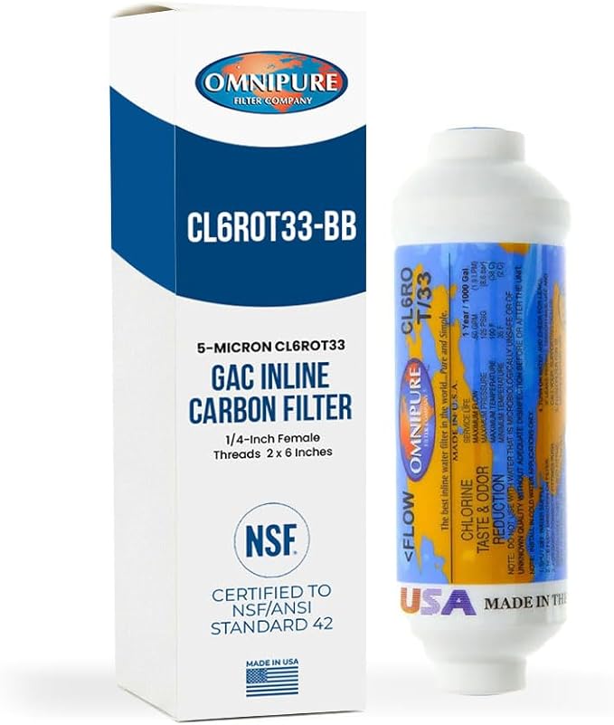 CL6ROT33 Inline Carbon Filter GAC 5 Mic 2" x 6"