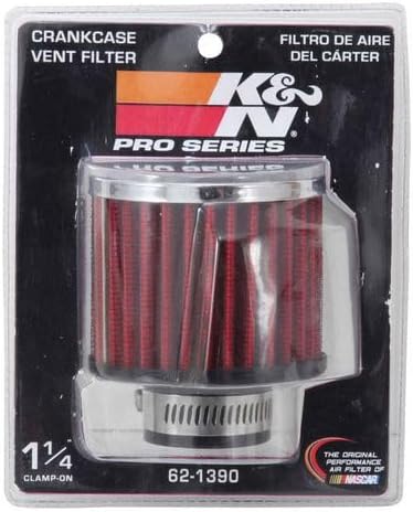 K&N Vent Air Filter/Breather: High Performance, Premium, Washable, Replacement Engine Filter: Flange Diameter: 1.25 in, Filter Height: 2.5 in, Flange Length: 0.875 in, Shape: Breather, 62-1390