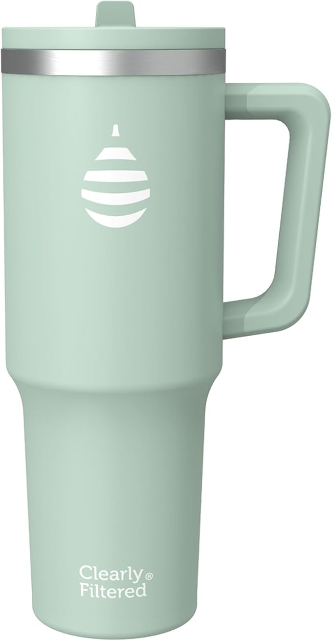 Clearly Filtered Water Bottle | Removes 200+ Contaminants, Double-Wall Insulated Stainless Steel, BPA/BPS Free, Phthalate Free, Filters Flouride Lead Chlorine (40oz, Mint)