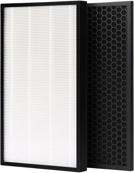 Nispira Replacement HEPA Carbon Filter Set Compatible with Panasonic Air Purifier Models F-ZXHP55Z, F-ZXHD55Z, F-PXH55A, F-VXH50A, F-PXM55A, F-PXH55C, True HEPA + Activated Carbon, 1 Set