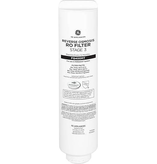 GE Profile Reverse Osmosis Under Sink Membrane Replacement Filter, Fits PXRQ400T Filtration System, Reduces Lead, Chlorine & More, Replace Every 12 Months, FQ400MT
