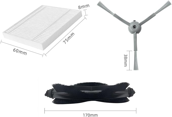 Replacement Accessories Kit for eufy L60 L50 L60 SES L50 SES Robot Vacuum Cleaner 12 Packs 2 Main Brush, 4 Filters, 6 Side Brushes
