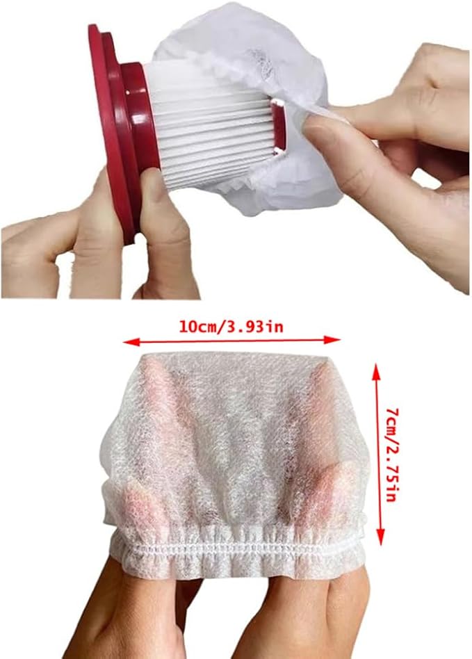 100 Pack Hand Vacuum Filter Cover Disposable Non-Woven Fabric Pre-Filter Caps Fiter Saver Socks for Dustbuster Handheld Vacuum Cordless Car Vacuum Cleaner Portable Rechargeable Mini Vacuum