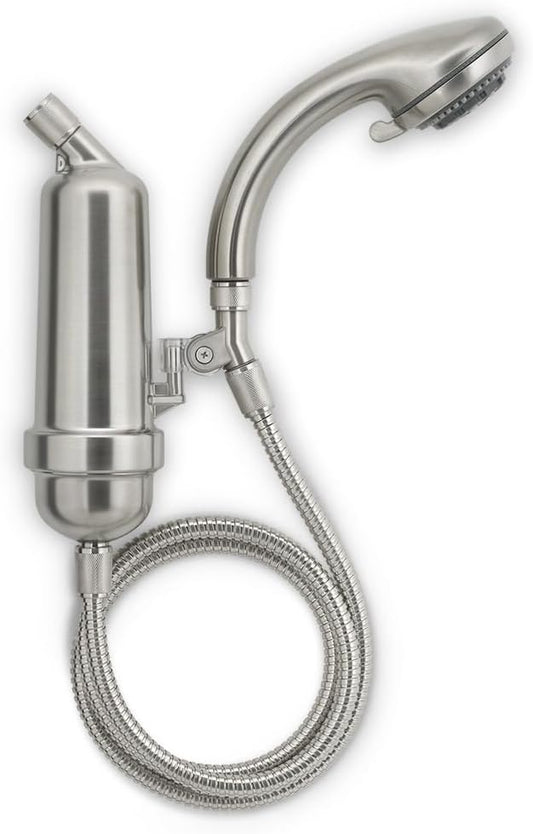 WaterChef Premium Shower Filter System SF-7C-ECO – 1.8 GPM Water-Saving (Brushed Nickel) – Deluxe Adjustable Wand, Advanced Filtration, NSF/ANSI Certified, 10,000 Gal.