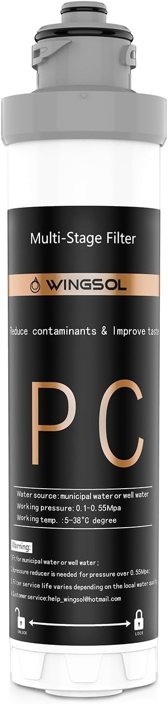 WINGSOL Replacement Filter Cartridge for Under Sink Water Filter Compatibel with: WS-QC-001, WS-QC-001 (F), WS-QC-001 (FY), WS-QC-001 (FB), 1 Pack
