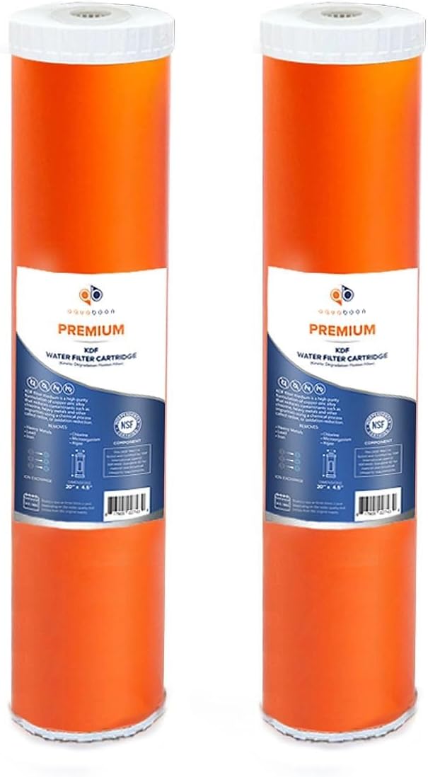 Aquaboon 5 Micron 20 x 4.5 Whole House Water Filter Replacement Cartridge KDF for 1-Stage Water Filtration System 2 Pack