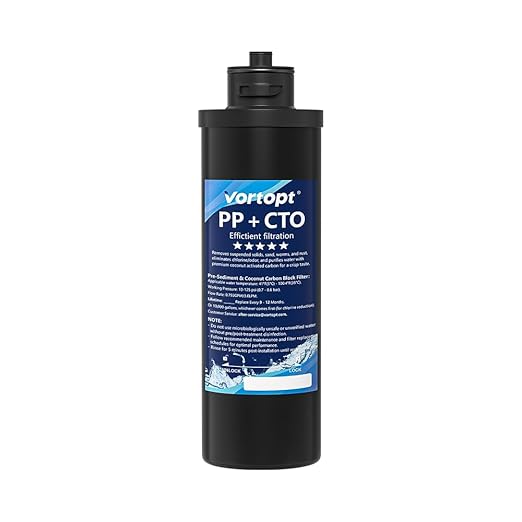 Vortopt Under Sink Water Filter Replacement, 10000 Gallon & 14" Space Saving, NSF/ANSI 42 Certified, Reduces Chlorine & Lead, Black-Q1