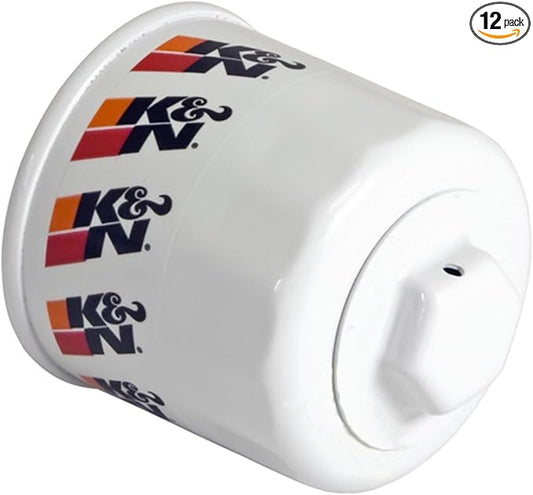 K&N Premium Oil Filter: 20,000 Mile Engine Protection with Wrench Off Nut: Compatible with Select 1990-2023 INFINITI/MAZDA/NISSAN/SUBARU Vehicle Models HP-1008 (Pack of 12)