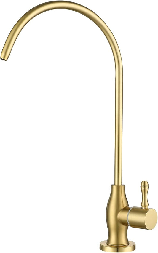 Drinking Water Faucet, for Under Sink Water Filter System Kitchen Bar Sink RO Faucet, Brushed Gold