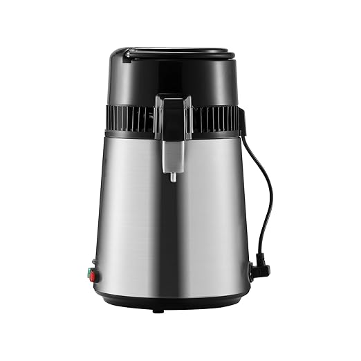 VEVOR Water Distiller, 4L/1.1 Gallon Pure Water Purifier Filter for Home Countertop, 750W Distilled Water Maker, Stainless Steel Interior Distiller Water Making Machine to Make Clean Water, Silver