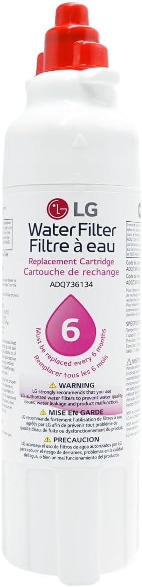 LG LT800P- 6 Month / 200 Gallon Capacity Replacement Refrigerator Water Filter (NSF42 and NSF53) ADQ73613401, ADQ73613408, or ADQ75795104, White