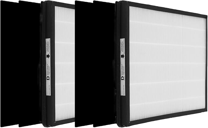 IAF-H-100D Idylis D Replacement Filter Size D, Compatible with Idylis AC-2118, AC-2123, IAP-10-280 Air Purifier, 2 HEPA Filters + 4 Activated Carbon Pre-filters
