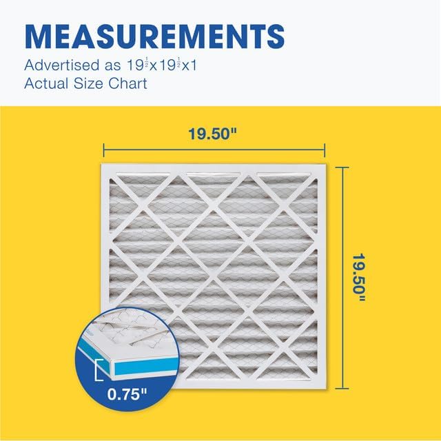 Aerostar 19.5x19.5x1 MERV 11 Air Filter, Pleated AC Furnace HVAC Filters (19.5x19.5x0.75), for Allergies Asthma Dust Pet Dander Smoke Bacteria Viruses, MPR 1500 FPR 10, USA, 6 Pack