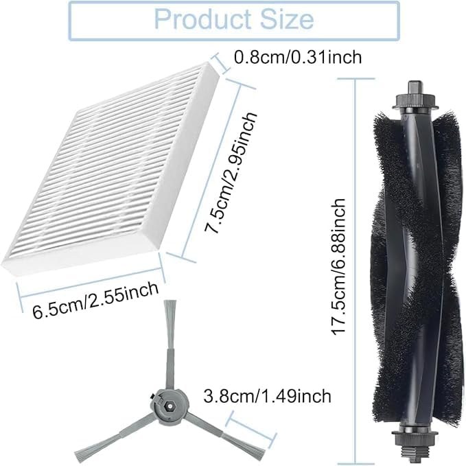 20pcs Replacement Parts Kit for eufy L60 & L50 Series Robot Vacuums, Includes 2 Roller Brushes, 8 HEPA Filters, 8 Side Brushes, 1 Screwdriver, 1 Clean Tool