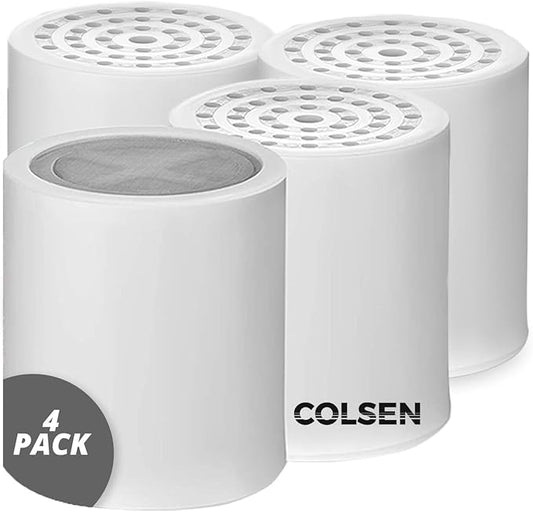 COLSEN Shower Filter Replacement cartridge – Universal Bath Water softener for tub 15 stage filtration system handheld purifier for hard water, removes fluoride vitamin c improves nails & hair (4Pack)