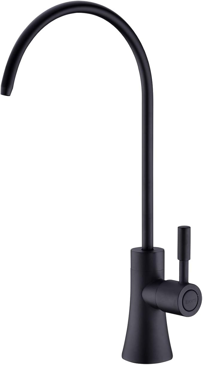 EKRTE Matte Black Drinking Water Faucet for Kitchen Sink, Stainless Steel Kitchen Water Filter Faucet,Commercial Water Filtration Faucet for Under Sink Water Filter System, RO Faucet in Matte Black