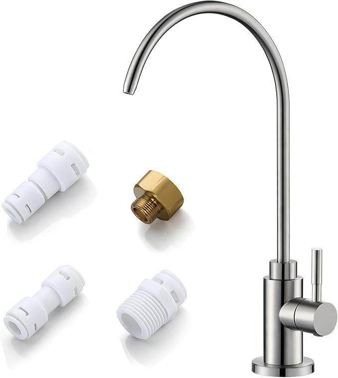 Reverse Osmosis Faucet Fits Most RO Units or Water Filtration System, Non-Air Gap Stainless Steel Drinking Water Faucet for Bar, Kitchen Sink, RV (DM001 BN)