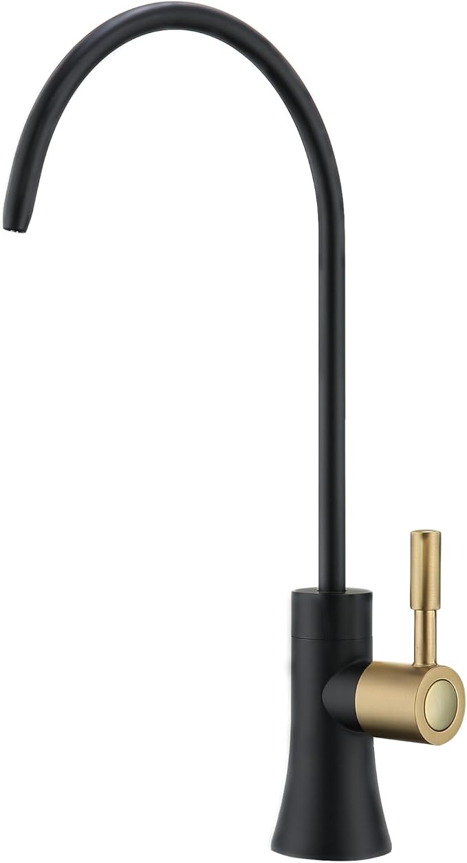 EKRTE Drinking Water Faucet for Kitchen Sink, Filtered Water Reverse Osmosis RO Faucet,304 Stainless Steel,Non-Air Gap, Matte Black and Champagne Gold