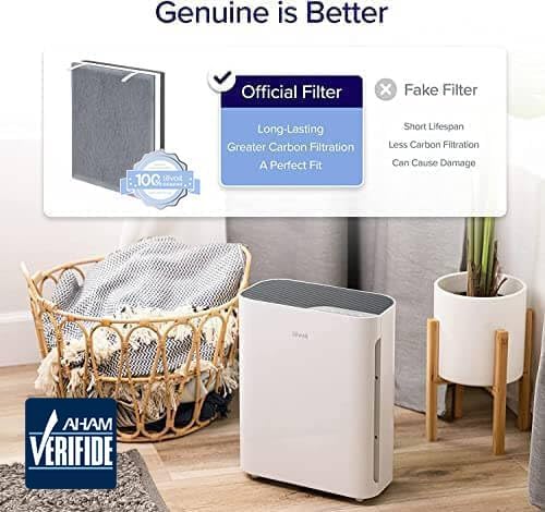 Levoit Vital 100 Air Purifier Genuine Replacement Filter, AHAM VERIFIDE, High-Efficiency Activated Carbon for Removal of Smoke, Odors, Allergens, Pollen, Vital 100-RF, White, 1 Pack