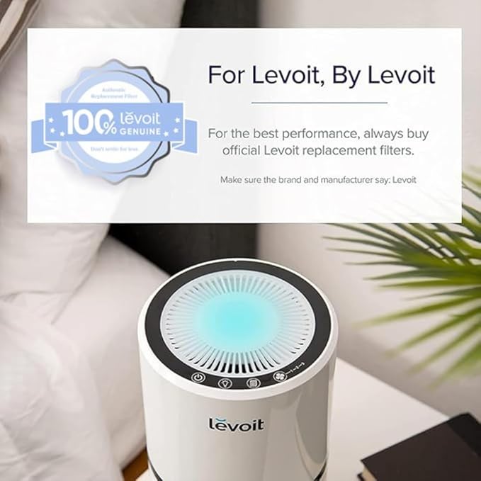LEVOIT LV-H132 Replacement Filter, Genuine LV-H132-RF Air Purifier Filters, High-Efficiency Activated Carbon for Removal of Smoke, Odor, Allergens, Pollen, 4 Pack