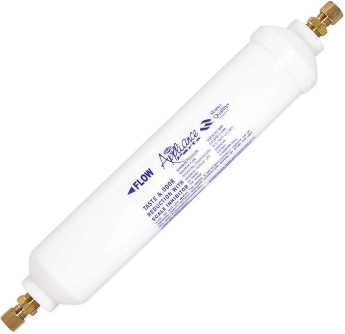 EZ-FLO 10 Inch Line Water Filter, Brass 1/4 Inch MIP x 7/16 Inch Compression Adapters, 1500 Gallon Capacity, 60458N