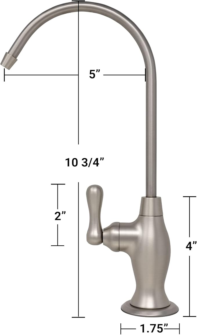 Metpure Non-airgap NSF Certified RO Faucet Reverse Osmosis Drinking Water Filtration System Water Dispenser Spout (Polished Nickel). Vase Style with Faucet Wrench.